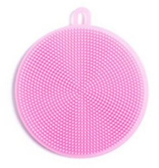 1Pc Keuken Borstel Siliconen Afwassen Borstel Fruit Groente Reiniging Borstels Pot Pan Spons Schuursponsjes roze