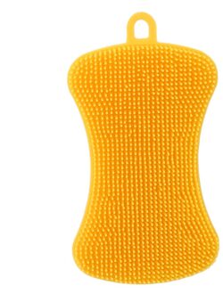 1Pc Keuken Borstel Siliconen Afwassen Borstel Fruit Groente Schotel Wassen Schoonmaken Borstels Pot Pan Spons Scrubber geel