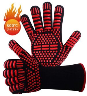1Pc Keuken Brandwerende Handschoenen Hittebestendige Dikke Siliconen Koken Bakken Barbecue Oven Handschoenen Bbq Grill Wanten 1stk rood Equal money