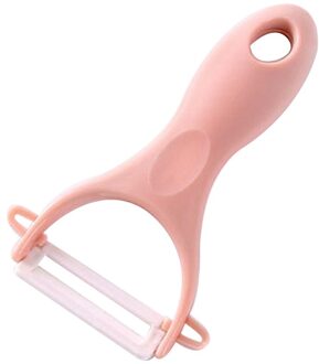 1Pc Keuken Creatieve Keramische Fruit Dunschiller Rvs Aardappel Wortel Rasp Cutter Sharp Peeler Slicer roze