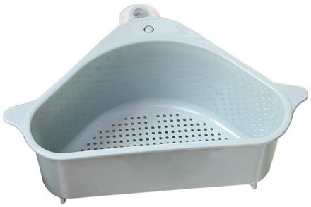 1Pc Keuken Driehoekige Gootsteenzeefje Afvoer Plantaardige Fruite Afdruiprek Mand Zuignap Spons Opbergrek Filter Plank Houder blauw