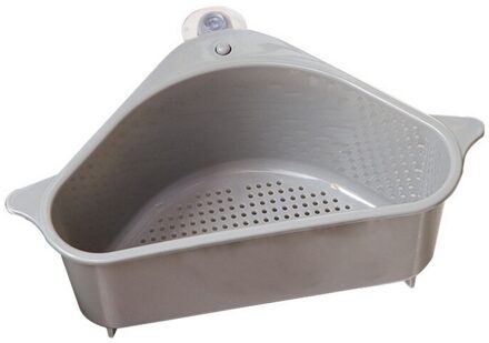 1Pc Keuken Driehoekige Gootsteenzeefje Afvoer Plantaardige Fruite Afdruiprek Mand Zuignap Spons Opbergrek Filter Plank Houder grijs