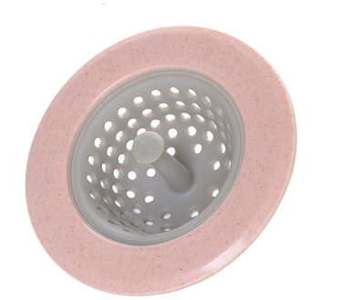 1Pc Keuken Filter Siliconen Tarwe Stro Zeef Badkamer Douche Drain Sink Drains Cover Riool Hair Filter Zeef Roze