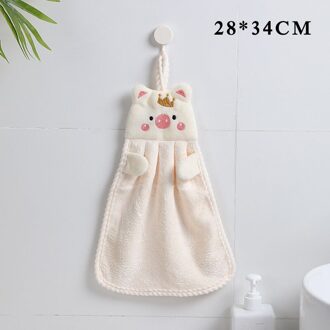 1Pc Keuken Leuke Cartoon Varken Coral Fluwelen Handdoek Borduren Huishoudelijke Hand-Opknoping Benodigdheden Muur Opknoping Koreaanse Handdoek Zacht stijl 04
