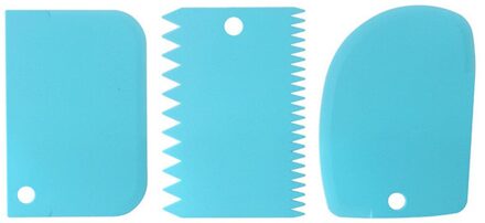 1Pc Keuken Rvs Cake Schraper Gebak Snijders Bakken Cake Deeg Schraper Fondant Spatels Diy Bakken Decorating Gereedschap 1reeks of 3stk blauw