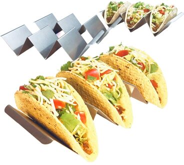 1PC Keuken Taco Holder Stand Rvs Taco Rekken Tortilla Houders Metalen Pannenkoek Taco Trays met Handvatten voor Grill oven