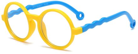 1Pc Kids Blauw Licht Blokkeren Bril Soft Silicone Frame UV400 Bescherming Anti-Vermoeide Ogen Brillen Voor Jongens Meisjes Leeftijd 3-10 geel-blauw