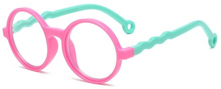 1Pc Kids Blauw Licht Blokkeren Bril Soft Silicone Frame UV400 Bescherming Anti-Vermoeide Ogen Brillen Voor Jongens Meisjes Leeftijd 3-10 roze-groen