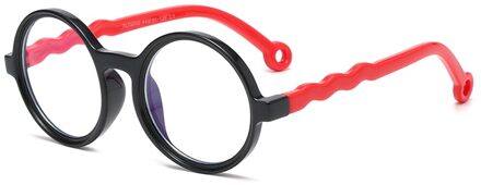1Pc Kids Blauw Licht Blokkeren Bril Soft Silicone Frame UV400 Bescherming Anti-Vermoeide Ogen Brillen Voor Jongens Meisjes Leeftijd 3-10 zwart-rood