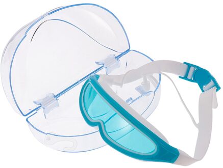 1Pc Kids Zwembril Grote Frame Bril Waterdicht Fog-Proof Zwemmen Bril Met Oordopje (Blauw) lucht-blauw