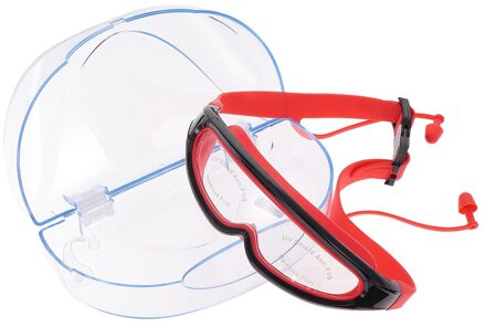 1Pc Kids Zwembril Grote Frame Bril Waterdicht Fog-Proof Zwemmen Bril Met Oordopje (Blauw) zwart rood