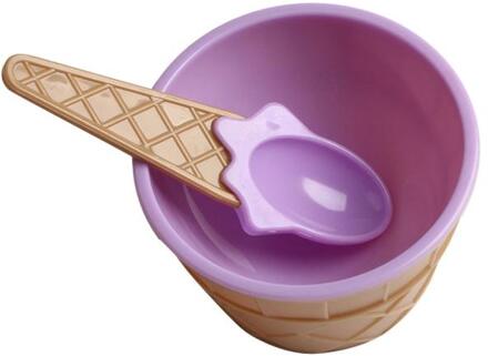 1Pc Kinderen Plastic Ijs Kommen Lepels Set Duurzaam Ijs Cup Voor Kinderen Koppels Tubs Mooie kom Dessert #40 paars