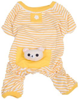 1Pc Kleine Hond Doek Kleine Witte Beer Katoen Strepen Pyjama Jumpsuits Jas Kleding Voor Teddy Kleine Middelgrote Honden # YL10 geel / L