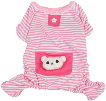 1Pc Kleine Hond Doek Kleine Witte Beer Katoen Strepen Pyjama Jumpsuits Jas Kleding Voor Teddy Kleine Middelgrote Honden # YL10 Roze / XS