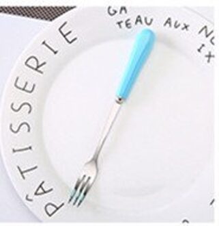 1Pc Kleine Roestvrij Staal Bestek Fruit Vork Lepel Voorgerecht Snack Dessert Vork Keuken Voor Party Fruit Pick Gadget Accessoires 1stk blauw