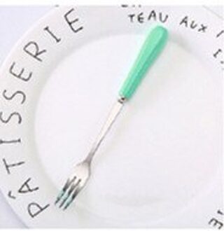 1Pc Kleine Roestvrij Staal Bestek Fruit Vork Lepel Voorgerecht Snack Dessert Vork Keuken Voor Party Fruit Pick Gadget Accessoires 1stk groen