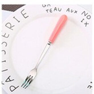 1Pc Kleine Roestvrij Staal Bestek Fruit Vork Lepel Voorgerecht Snack Dessert Vork Keuken Voor Party Fruit Pick Gadget Accessoires 1stk roze