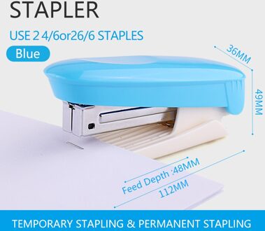 1Pc Kleur Duurzaam Nietmachine Nuttig Nietmachine Boek Papier Binding Nieten Machine Student Briefpapier Office Bindtoebehoren blauw