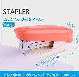 1Pc Kleur Duurzaam Nietmachine Nuttig Nietmachine Boek Papier Binding Nieten Machine Student Briefpapier Office Bindtoebehoren oranje