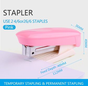 1Pc Kleur Duurzaam Nietmachine Nuttig Nietmachine Boek Papier Binding Nieten Machine Student Briefpapier Office Bindtoebehoren roze