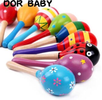 1Pc Kleurrijke Houten Maracas Baby Kind Muziekinstrument Rammelaar Shaker Party Speelgoed