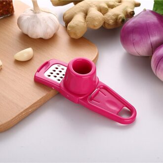 1Pc Knoflookpers Knoflook Plastic Gember Knoflook Slijpen Gereedschap Magic Silicone Multifunctionele Creatieve Peeling Machine Slicer roos rood
