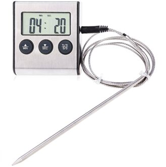 1Pc Koken Gereedschap Keuken Digitale Oven Thermometer Voedsel Koken Vlees Bbq Probe Thermometer Met Timer Water Melk Temperatuur