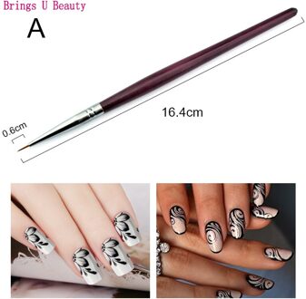 1Pc Kolinsky Gel Nail Art Schilderen Pen Borstels Professionele Acryl Borstel Tekening Strepen Bloem Nail Art Manicure Gereedschap BU-NB009-A