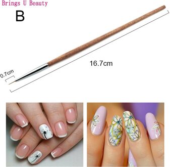 1Pc Kolinsky Gel Nail Art Schilderen Pen Borstels Professionele Acryl Borstel Tekening Strepen Bloem Nail Art Manicure Gereedschap BU-NB009-B