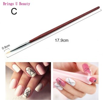 1Pc Kolinsky Gel Nail Art Schilderen Pen Borstels Professionele Acryl Borstel Tekening Strepen Bloem Nail Art Manicure Gereedschap BU-NB009-C