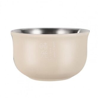 1Pc Kom Verdikte Warmtegeïsoleerde Double-Layer Multipurpose Storage Kom Thuis Voerbak Container Doos Voor Voedsel servies Beige
