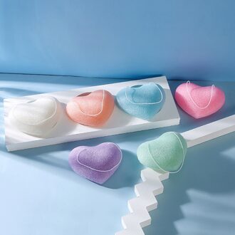 1Pc Konjac Wassen Gezicht Spons Zachte Natuurlijke Gezicht Reinigen Puff Exfoliërende Make-Up Remover Cleaner Cosmetica Make-Up Tool hart