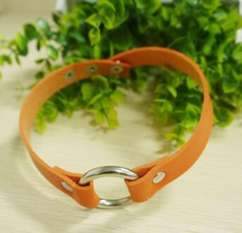 1Pc Kraag Punk Ronde Gothic Goth Choker Harajuku Mooie Pu Lederen Hals Gesp Klinknagel Kettingen Sieraden Voor Vrouwen oranje