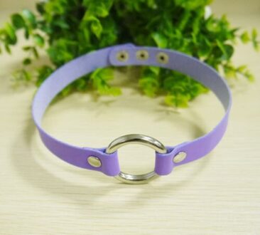 1Pc Kraag Punk Ronde Gothic Goth Choker Harajuku Mooie Pu Lederen Hals Gesp Klinknagel Kettingen Sieraden Voor Vrouwen paars