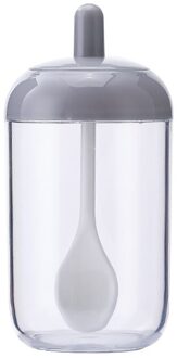 1Pc Kruidkruik Met Lepel Kip Essentie Kruiden Fles Zout Koken Gereedschap Keuken Opbergdoos Levert # Y30 Grijs