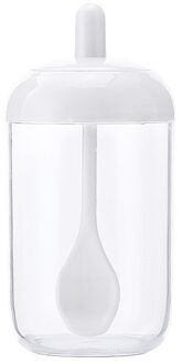 1Pc Kruidkruik Met Lepel Kip Essentie Kruiden Fles Zout Koken Gereedschap Keuken Opbergdoos Levert # Y30 wit