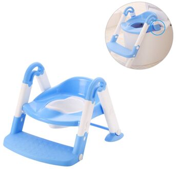 1Pc Ladder Stijl Baby Wc Multifunctionele Baby Training Wc Hoogte Verstelbare Baby Wc Armsteun Baby Wc Anti-Slip Voet blauw