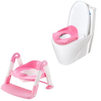 1Pc Ladder Stijl Baby Wc Multifunctionele Baby Training Wc Hoogte Verstelbare Baby Wc Armsteun Baby Wc Anti-Slip Voet roze