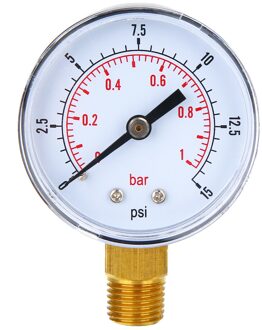 1Pc Lage Manometer 0-15 Psi 0-1 Bar 1/4 Bspt 70X50X22mm Voor Brandstof Lucht Olie Gas Water