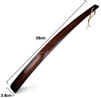 1Pc Lange Handvat Schoen Hoorns Unisex Flexibele Houten Hoorn Lepel Vorm Eenvoudige Schoenlepel Vrouwen Mannen Effen Kleur Nuttig Schoenlepel bruin 38cm