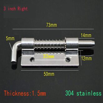 1Pc Lange Zilveren Deur Klink Sliding Lock Barrel Bolt Klink Hasp Nietje Gate Veiligheidsslot Klink Barrel Bolt Klink lente Vat 2-5duim-rechtsaf
