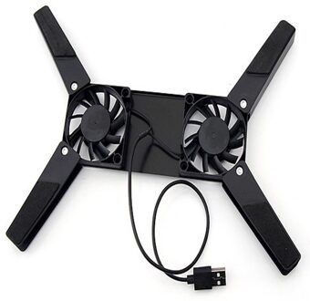 1Pc Laptop Bureau Ondersteuning Dual Koelventilator Notebook Computer Stand Opvouwbare Usb Rek Houder Zwart