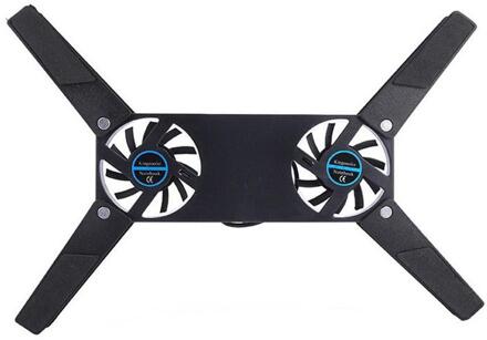 1Pc Laptop Bureau Ondersteuning Dual Koelventilator Notebook Computer Stand Opvouwbare Usb Rek Houder Zwart