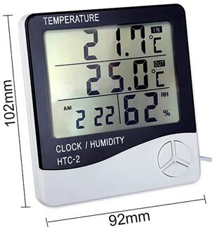 1Pc Lcd Elektronische Digitale Temperatuur Vochtigheid Meter Outdoor Indoor Thermometer Hygrometer Weerstation Klokken HTC-2 met draad