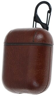1Pc Lederen Airpods Oortelefoon Beschermhoes Skin Cover 4.7Cm X3. 5Cm X 2Cm donker bruin