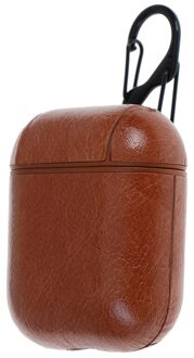 1Pc Lederen Airpods Oortelefoon Beschermhoes Skin Cover 4.7Cm X3. 5Cm X 2Cm licht bruin