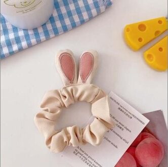 1Pc Leuke Cartoon Kikker Beer Scrunchies Haar Touw Meisjes Kids Elastische Elastiekjes Tie 6 Kleuren Dieren Haarbanden wit