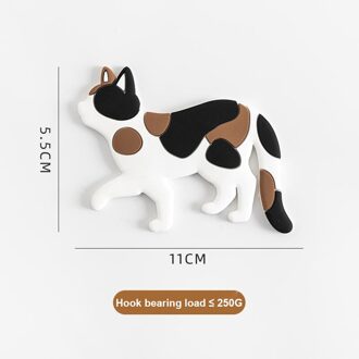 1Pc Leuke Magneten Japanse Cartoon Kat Dier Koelkast Sterke Magneten Haak Staart Buigbare Sleutelhanger Opslag Haak Keuken decor 07 wit bruin