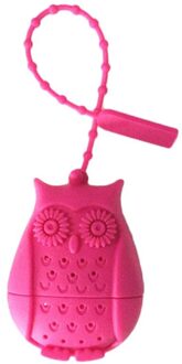 1Pc Leuke Siliconen Leuke Uil Tea Leaf Zeef Losse Herbal Spice Zetgroep Filter Diffuser Creatieve Bar Gereedschap Keuken Accessoires roos rood