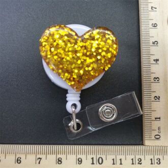 1Pc Liefde Hart Rhinestone Verpleegkundige Badge Reel Clip Badge Houder Intrekbare Pull Badge Id Lanyard Naam tag Kaart goud